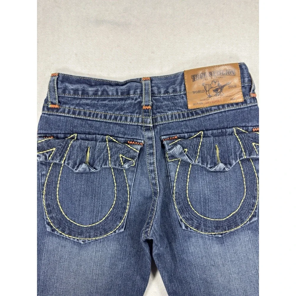 Y2K True Religion Joey SuperT Woman's 30/33 Jean Distressed/Missing Back Buttons